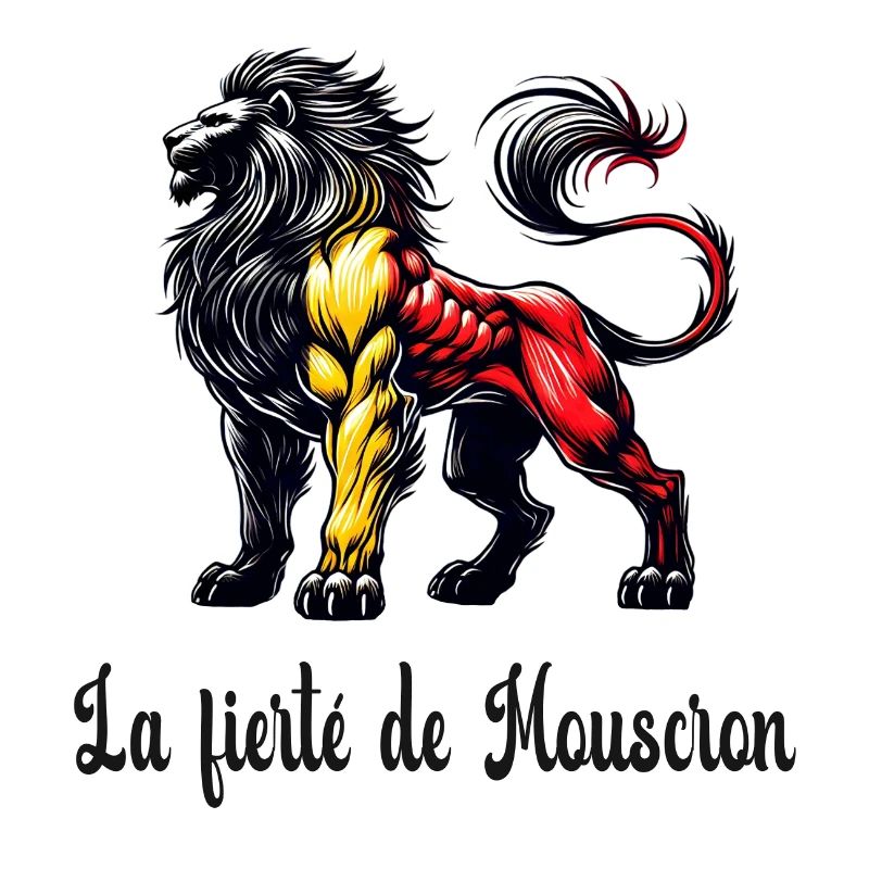 Mouscron Löwe Flaggen Design