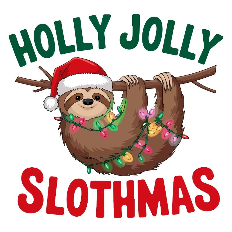Festive Sloth Christmas Design with Lights
