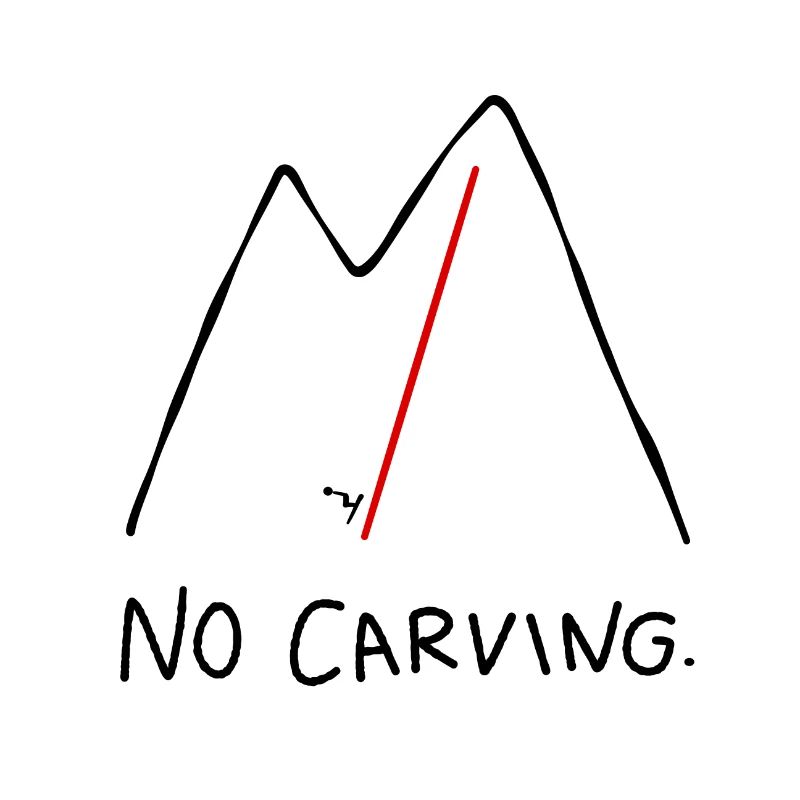 Descente pour skieurs, pas de carving