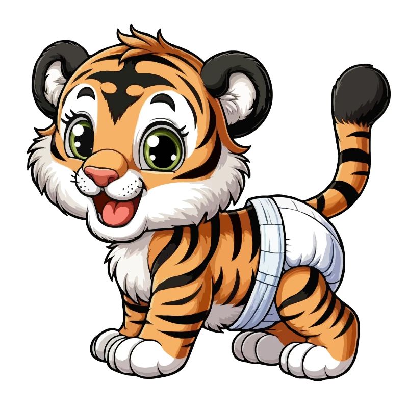 Bébé tigre avec couche