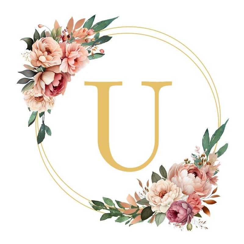 U Monogram, Couronne de fleurs, Personnalisable