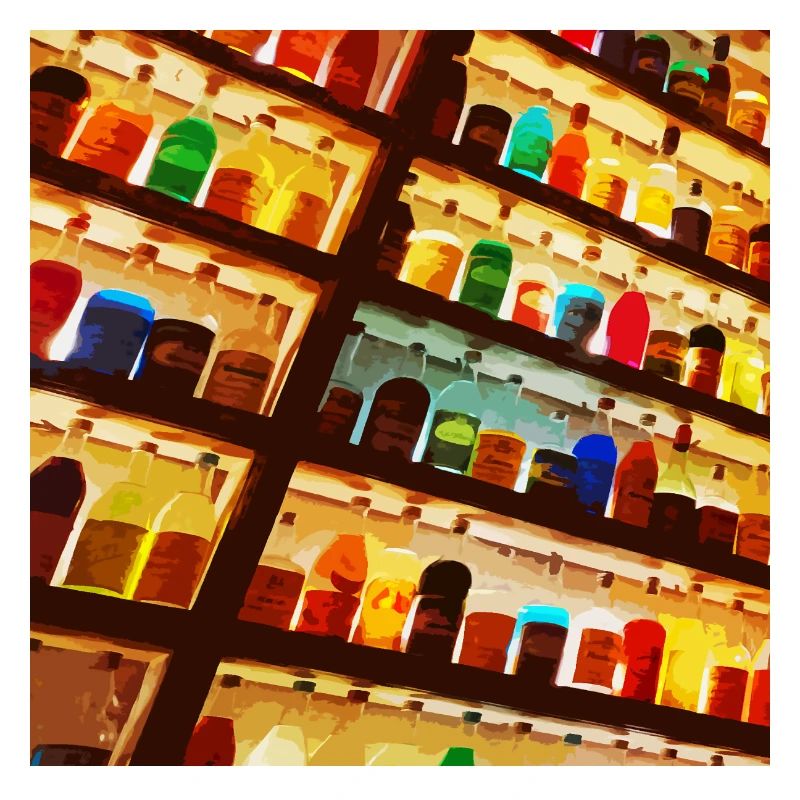 Bright colored bottles