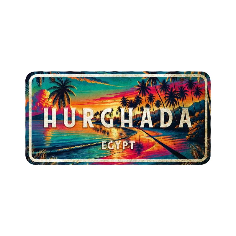 Hurghada Egypt Vintage Palm Trees Design