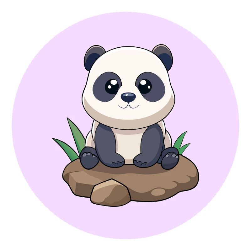 Bébé panda mignon assis sur un rocher (v03)