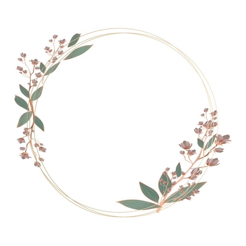 Delicate flower frame in pink and green