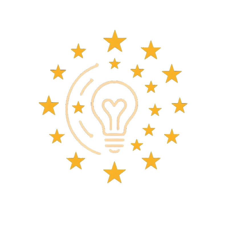 Creative light bulb with star wreath