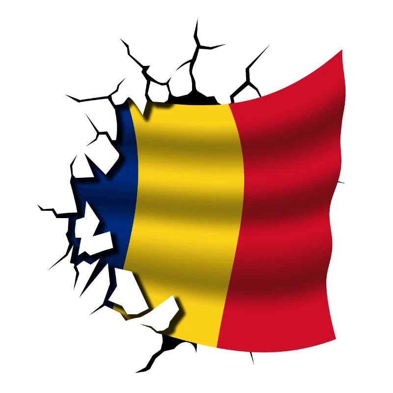 Drapeau de la Roumanie - Roumanie - Drapeau Broken Design