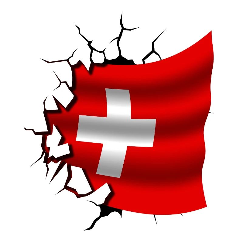 Drapeau de la Suisse - Suisse - Drapeau Broken Design