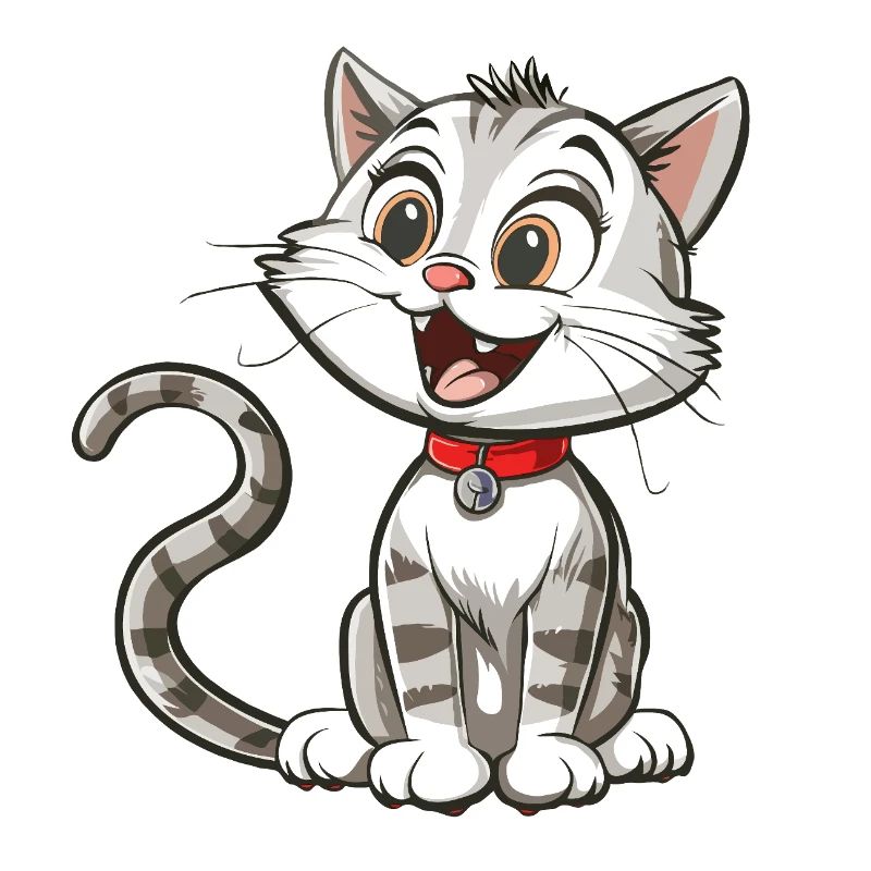 Chat animé joyeux avec collier
