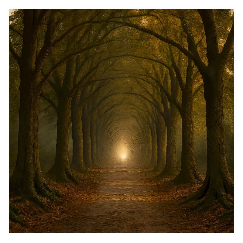 Mystical tree path in the autumn light