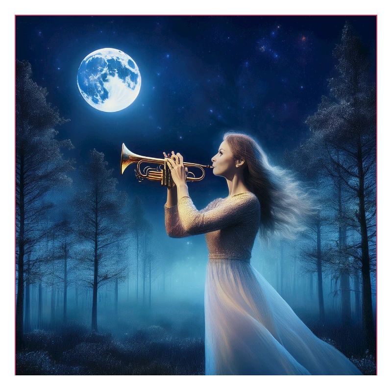 Trompette dans la forêt enchantée au clair de lune