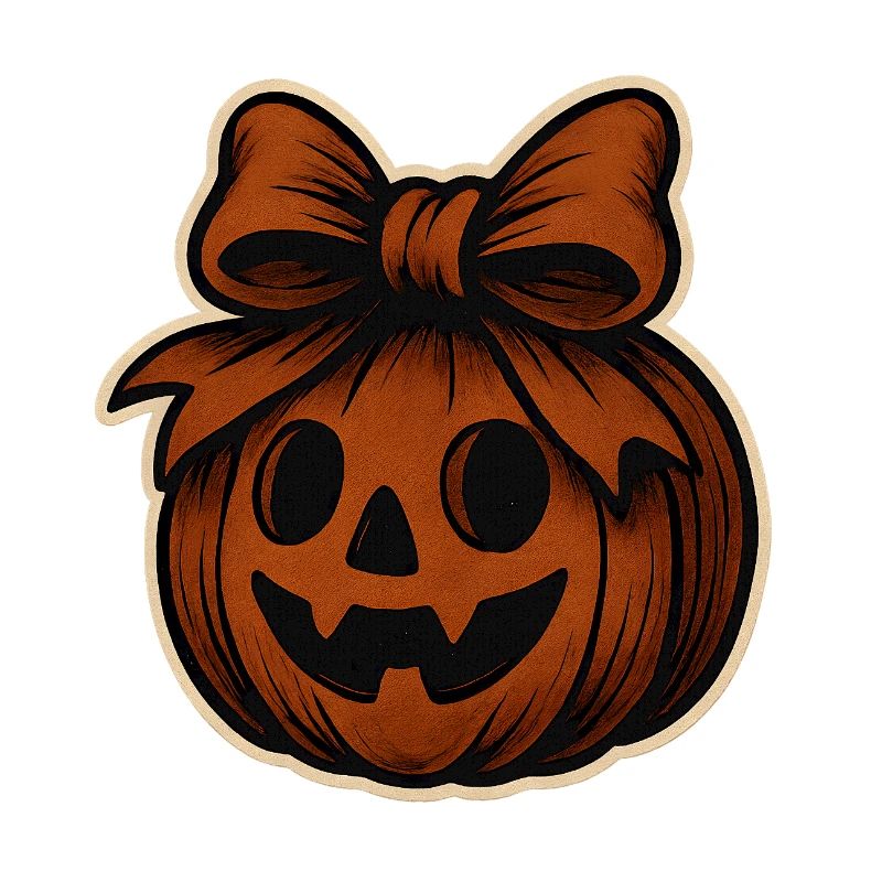 Spooky pumpkin with bow