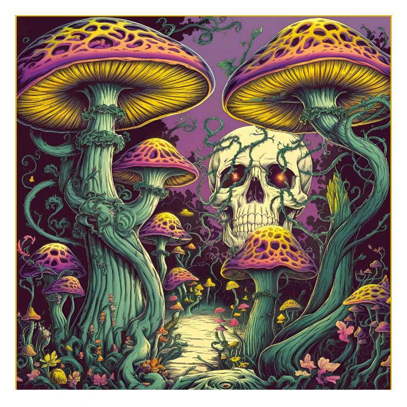 Conception de crâne de forêt de champignons
