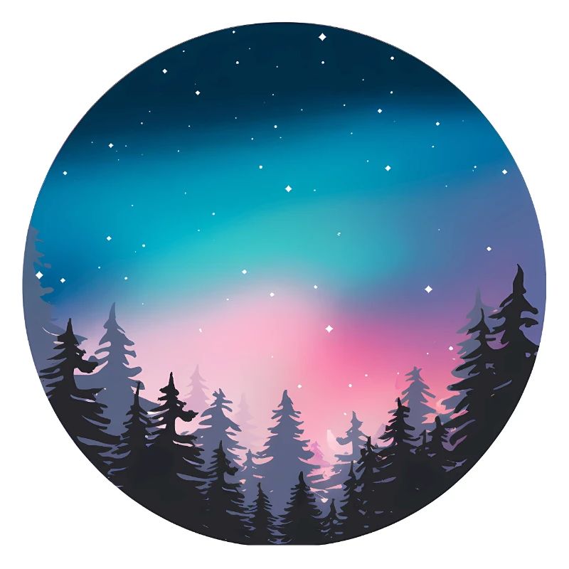Nachthimmel, Aurora, Waldlandschaft