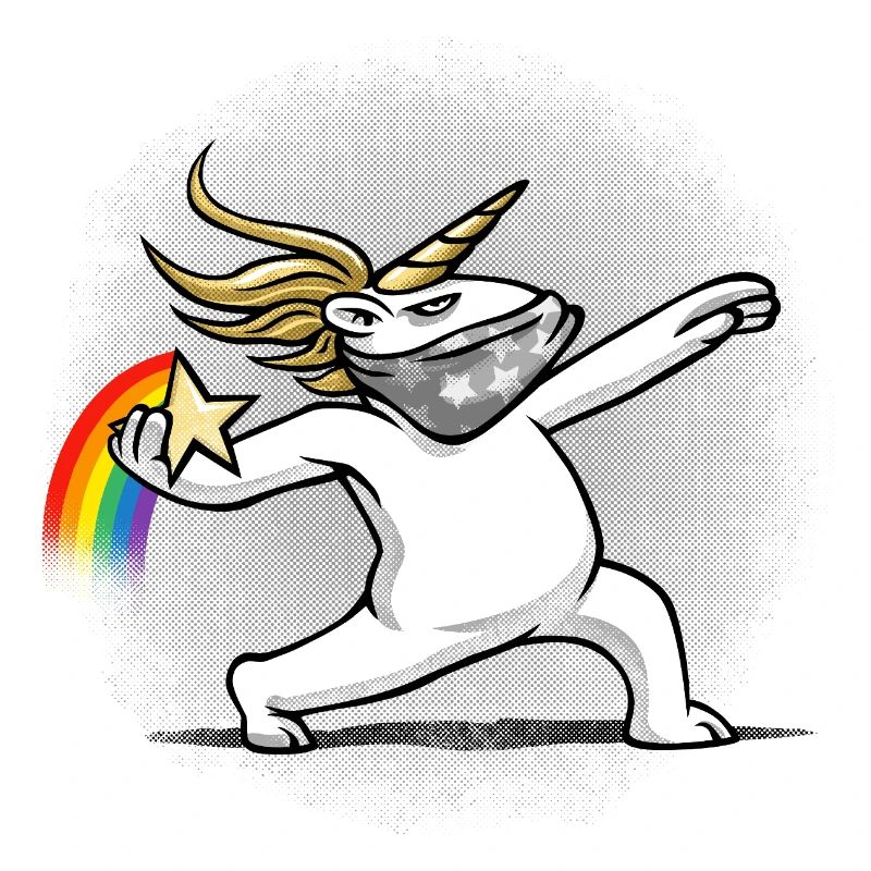 Einhorn wirft einen Regenbogen