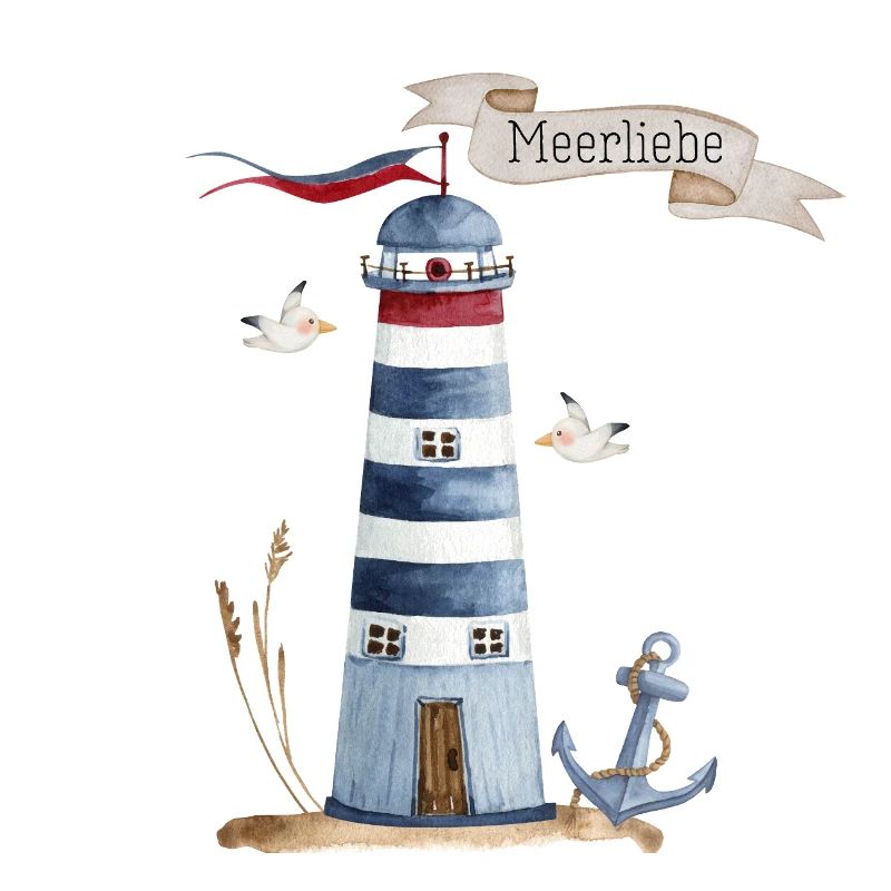 Phare avec créatures marines et bannière