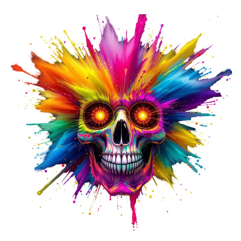 Crâne coloré avec explosion de couleurs