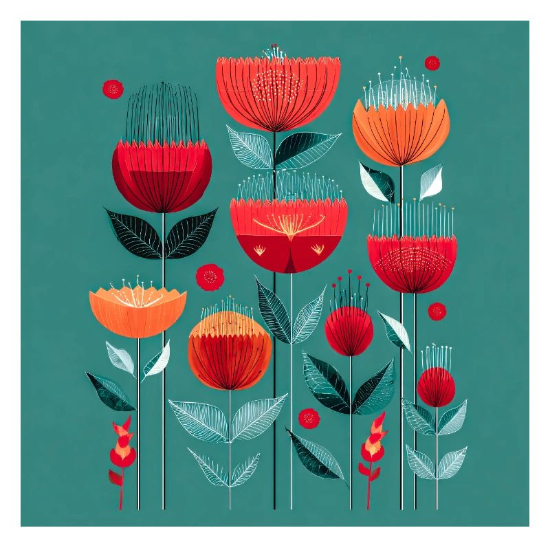 Abstract flowers in bright colors