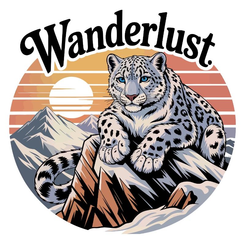 Snow Leopard on Mountain Sunset