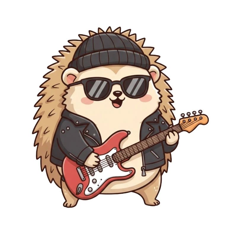 Hérisson cool avec robe de guitare