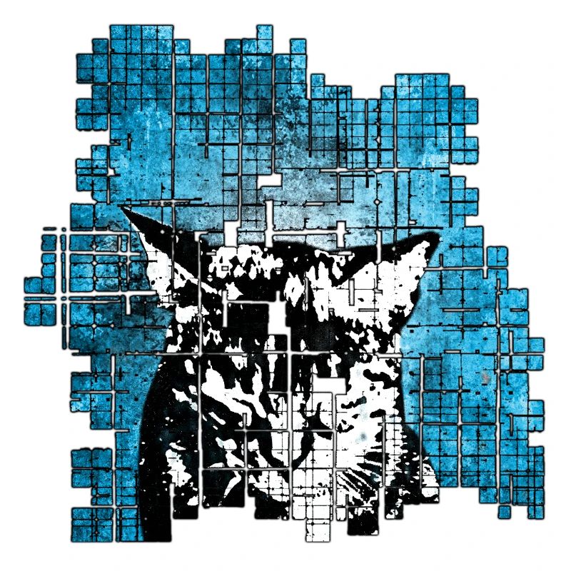 Portrait de chat de style graffiti avec explosion bleue