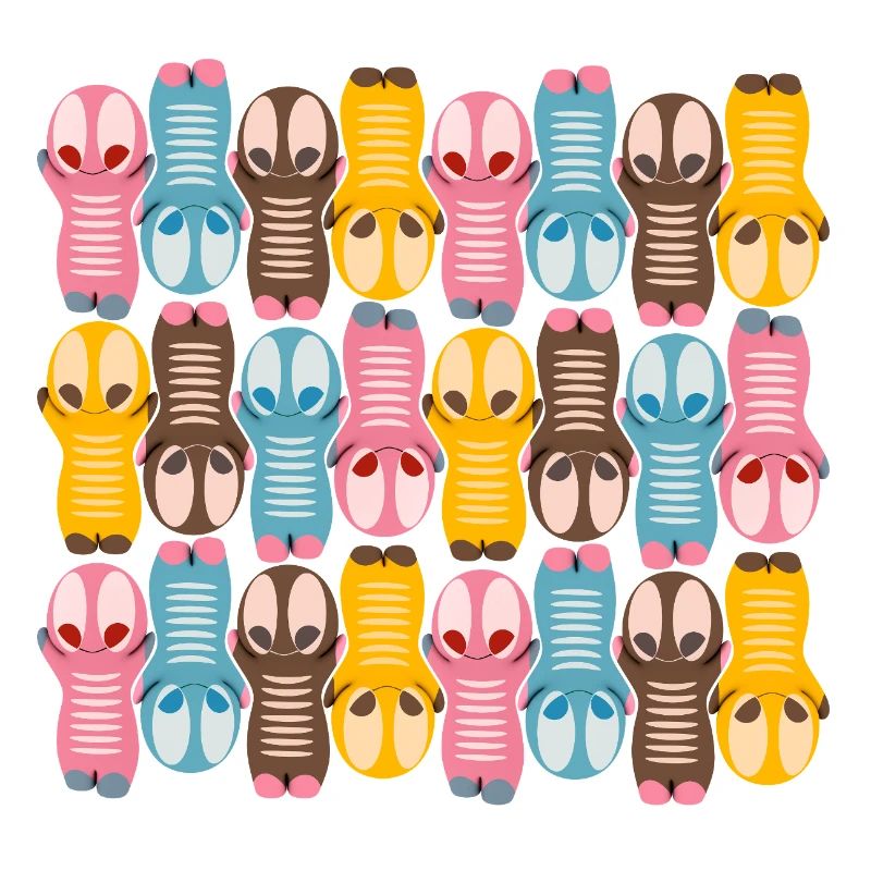 Cute kawaii figure pattern with colorful colors