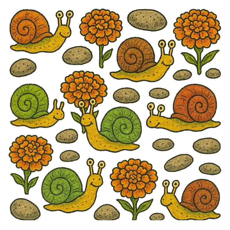 Sunny Snails Garden Pattern
