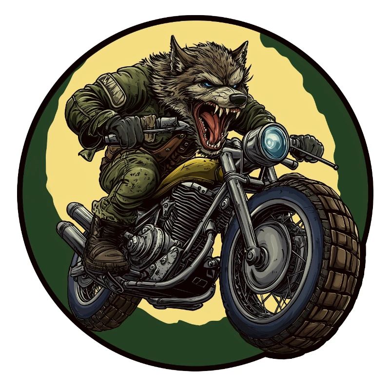 Werewolf biker under moonlight
