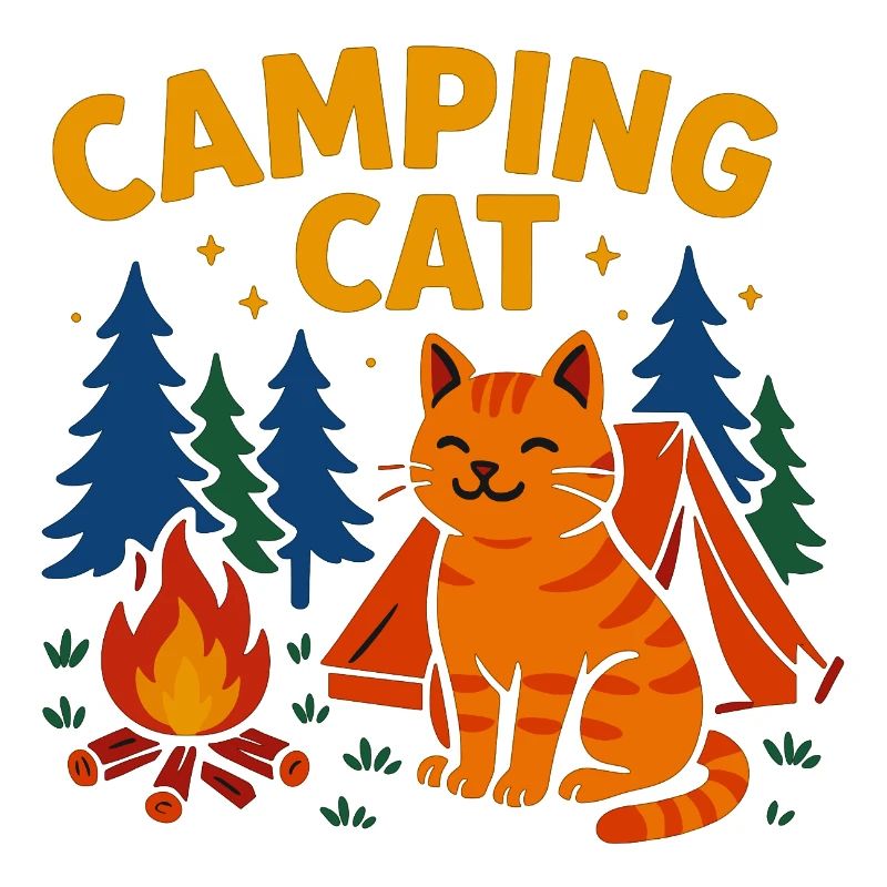 Chat de camping au feu de camp