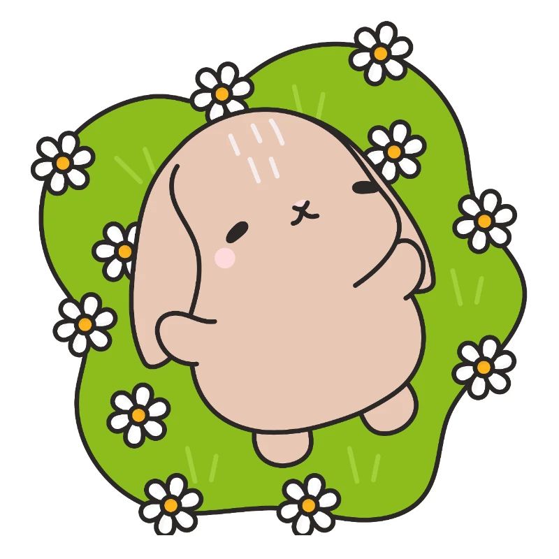 Kawaii Rabbit Under Daisies