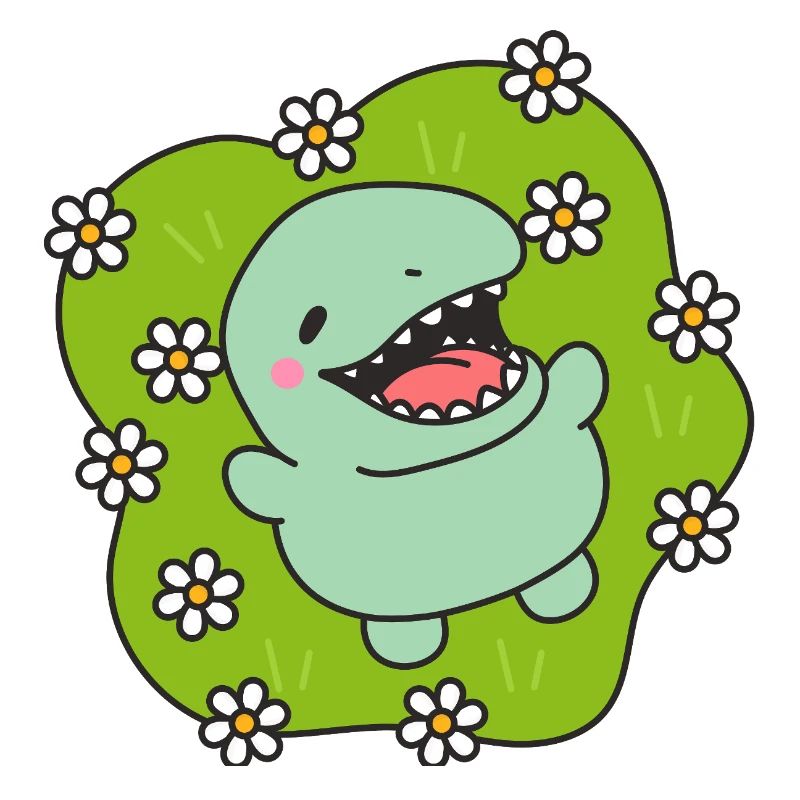 Happy Dinosaur in Spring