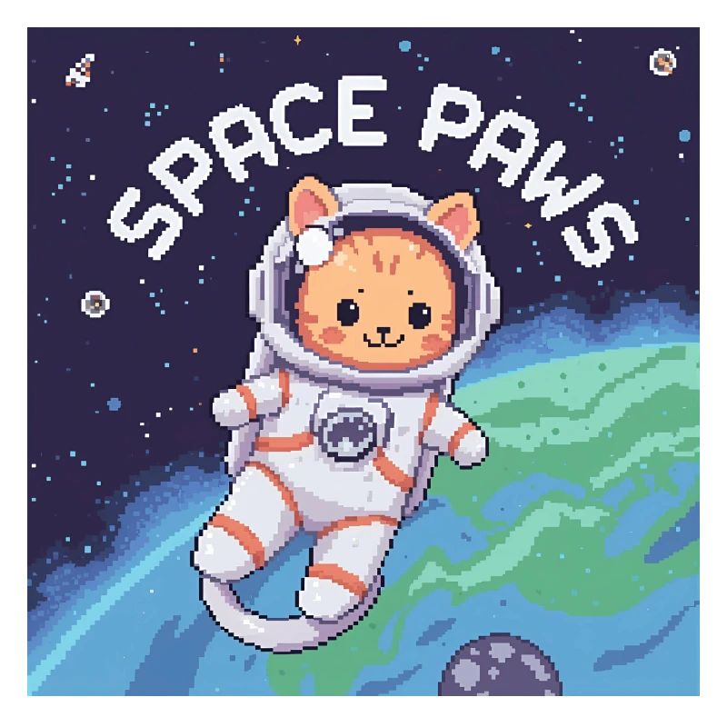 Space Paws – Pixel Cat Astronaut 