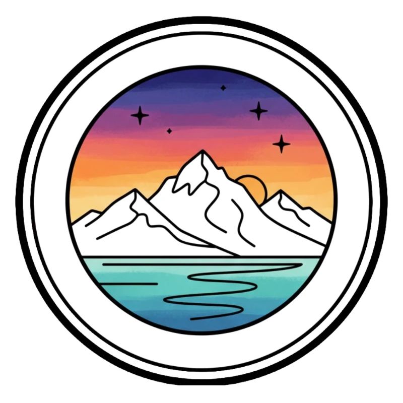 Mountain Lake Sunset Circle