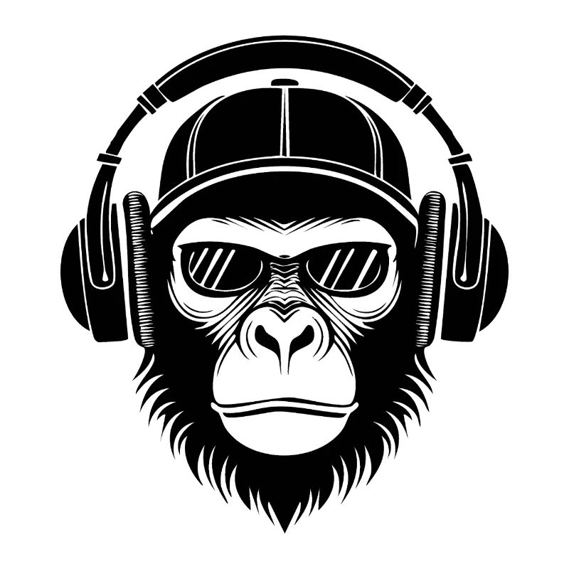 Monkey Head Glasses Cap DJ Groove Shirt
