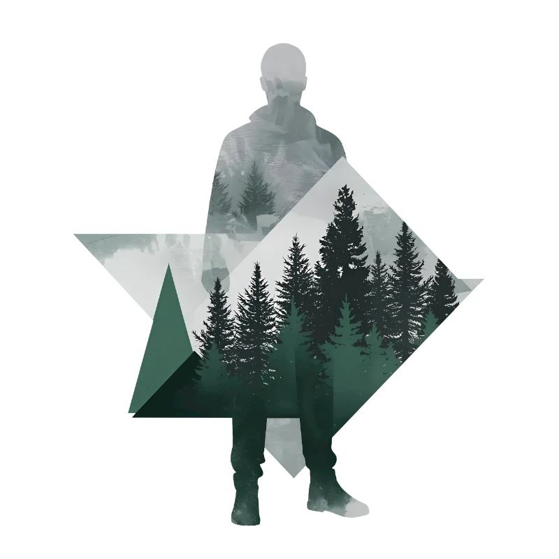 Modern Forest Geometric Human Silhouette