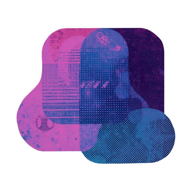 Abstract Tech Layers — Blue & Pink Digital Art