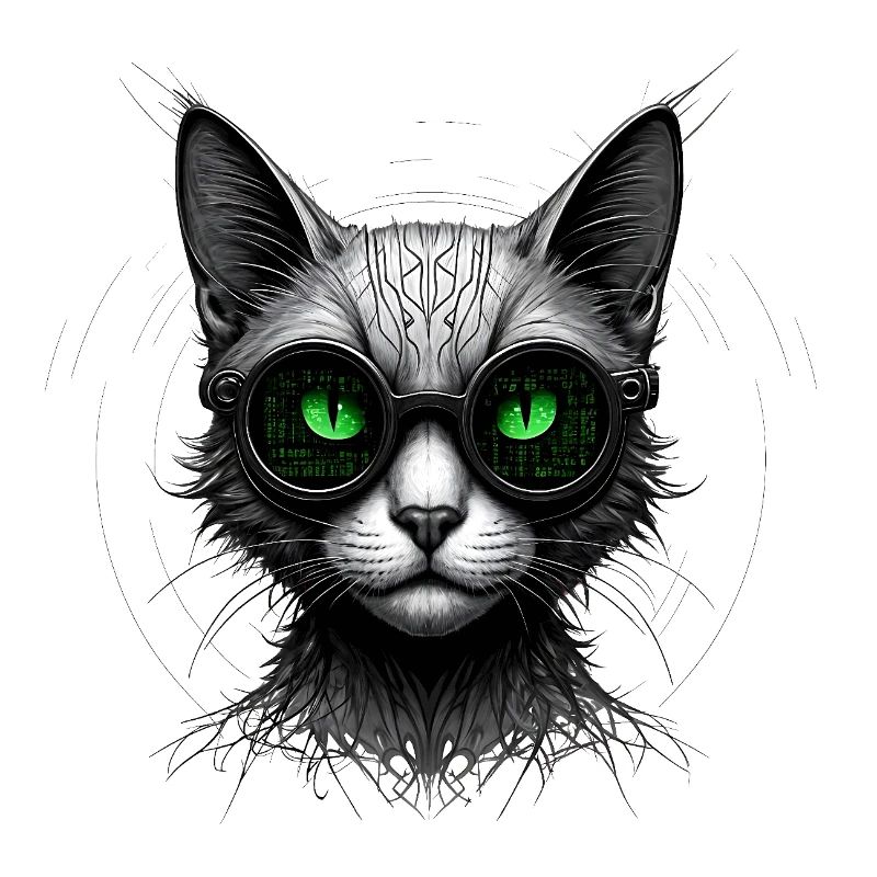 Grüne Augen Computer Programmierer Geek Katze