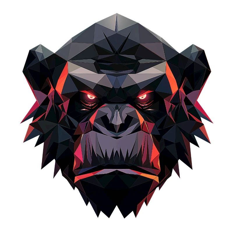 Gorille Prisme Tête Low Poly Art Design