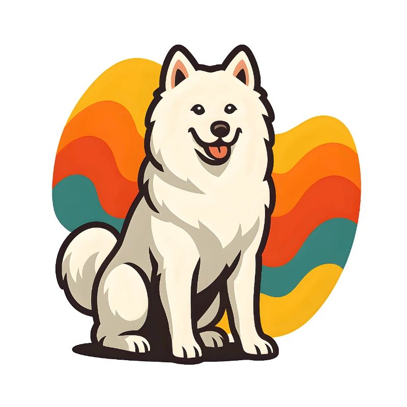 Chien Samoyède Prisme Retro Wave