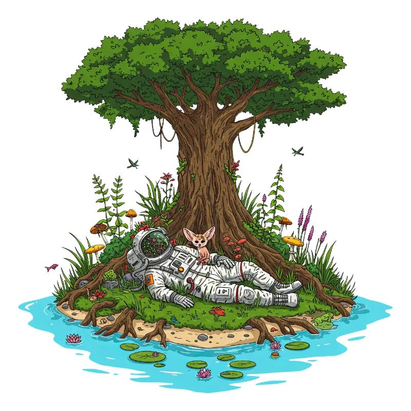 Astronaut Dog Island Dreamscape