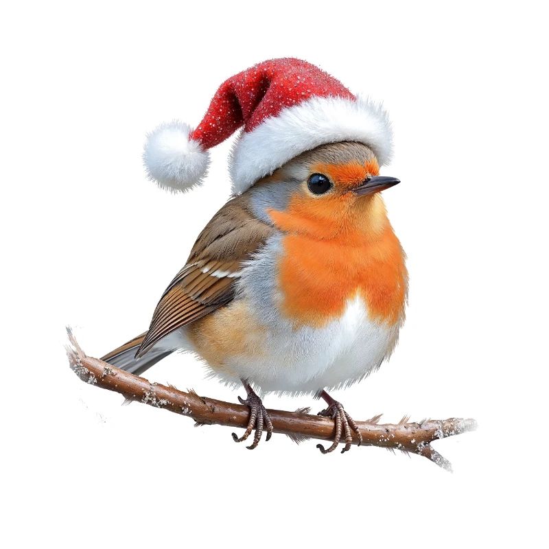 Robin Santa Hut auf Ast