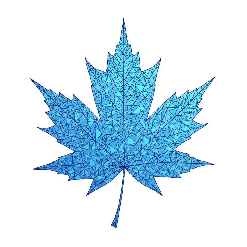 Geometric Blue Maple Leaf Print
