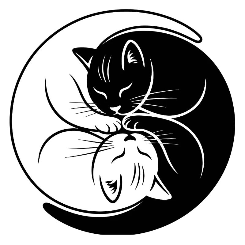 Yin-Yang Cats Black White Harmony Symbol