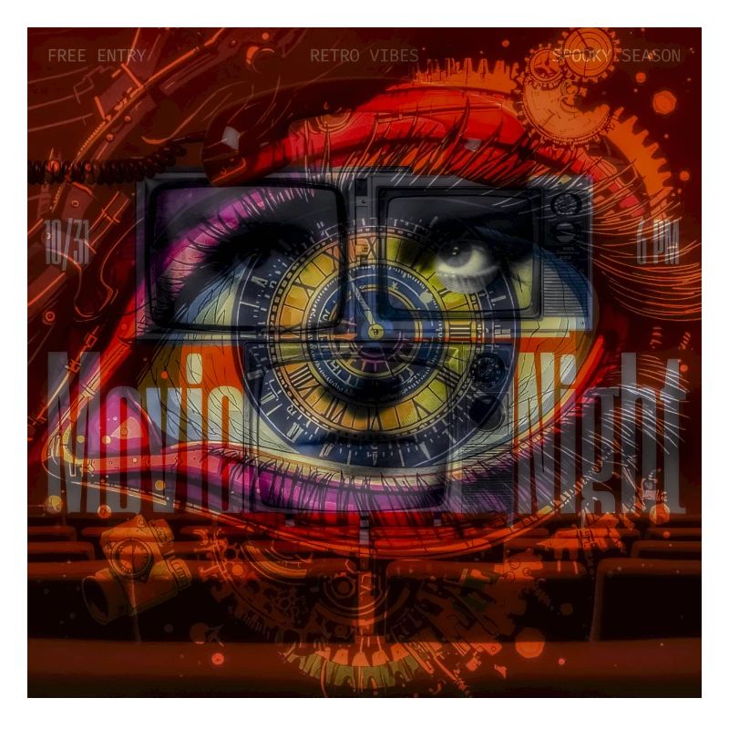 Colorful retro eye and clock décor