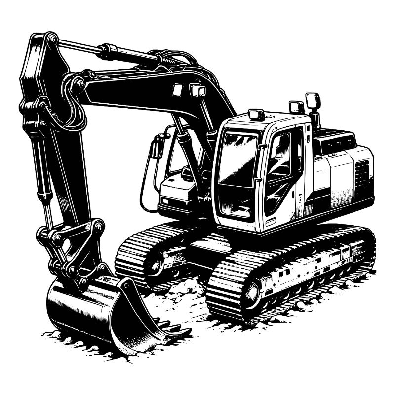 Bagger Schaufelheld und Muskelprotz mit Kabine