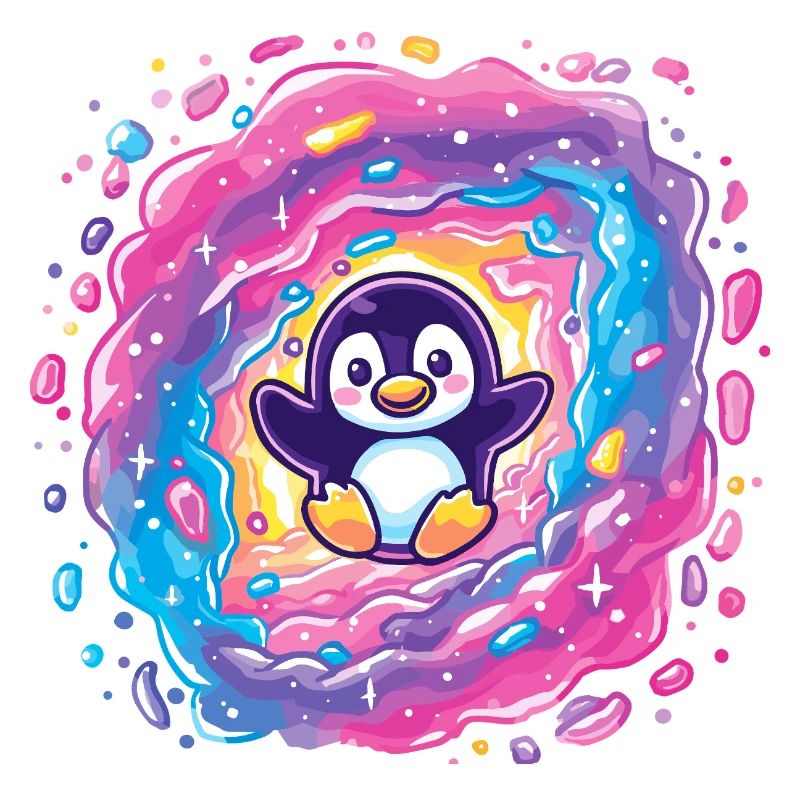 Manchot coloré dans le portail vortex