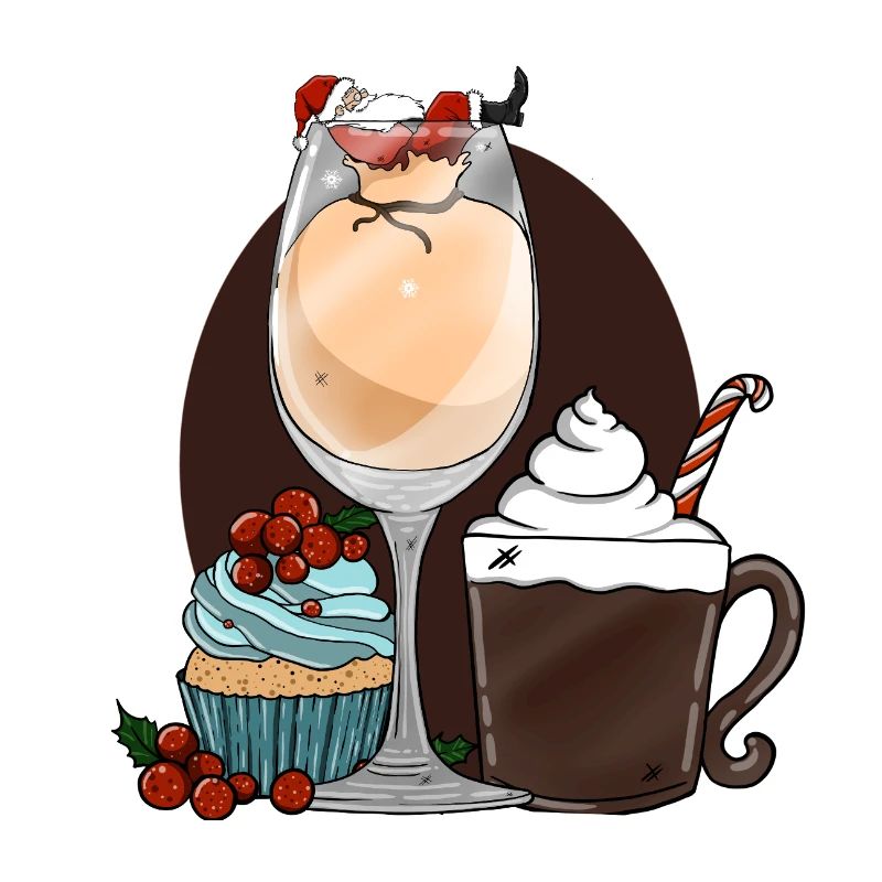 Festive dessert drinks with Santa Claus