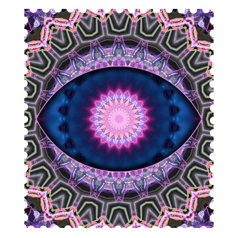Mandala néon bleu rose