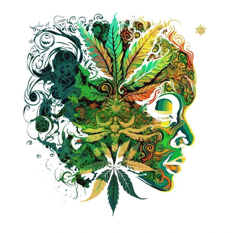 Faccia della cannabis psichedelica