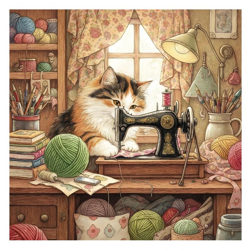 Cat Studio Sewing Machine Cuddling